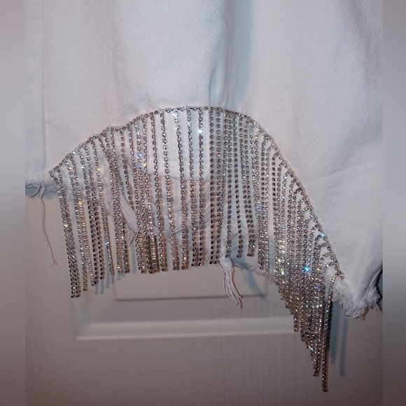 NWT Savanna Jane Rhinestone bling white denim shorts size 2X - Picture 4 of 5